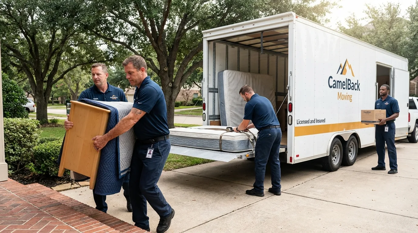 Crew loading residential truck for cross-state move from Spring Park, MN