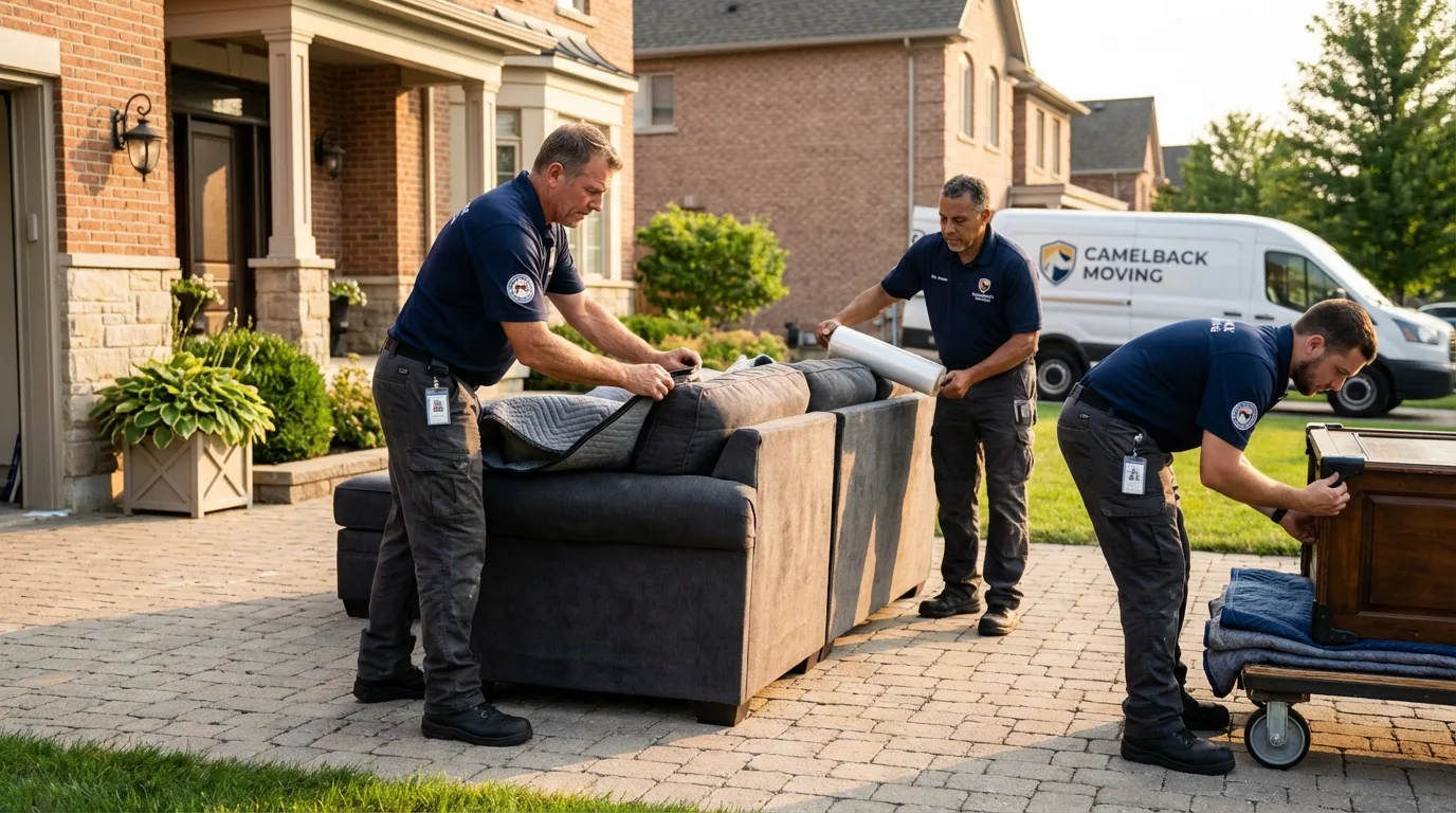 Large estate moving crew wrapping furniture in Spring Park, MN